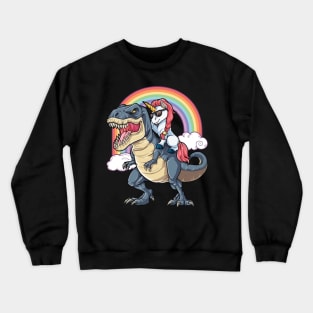 Unicorn Riding T-Rex Crewneck Sweatshirt